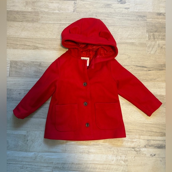 Soft-Brushed Hooded Button-Front Coat - Robbie Red - 2T - Picture 2 of 4